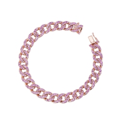 Bracciale maglia groumette in oro Rosa 18k con Zaffiri Rosa