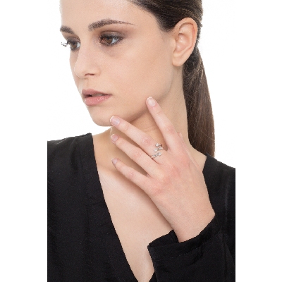 Anello trilogy in oro bianco 18k con diamanti ct. 0,35