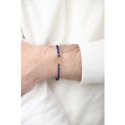 Bracciale in corda blu con ancora in oro giallo 18k 2