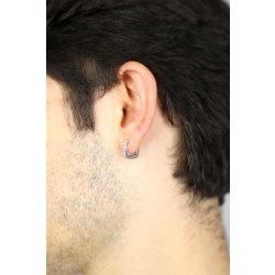 Mono orecchino rettangolare in oro bianco 750 con diamanti 2