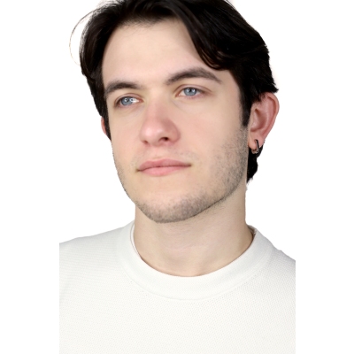 Mono orecchino rettangolare in oro bianco 750 con diamanti neri