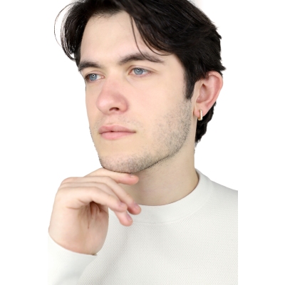 Mono orecchino in oro giallo 750 con fila in diamanti