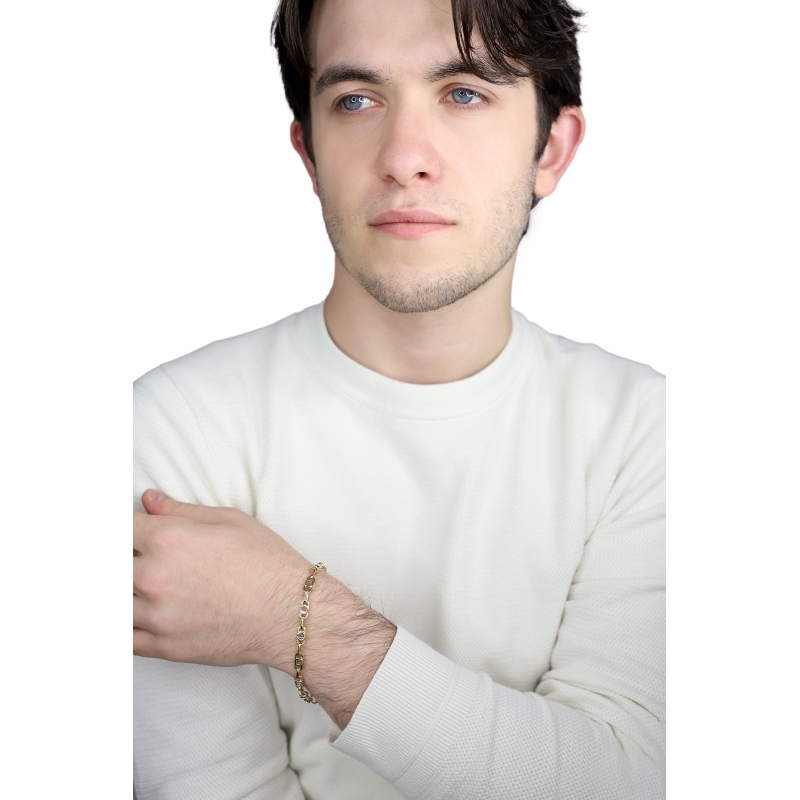 Bracciale in oro giallo e oro bianco 18k alternato