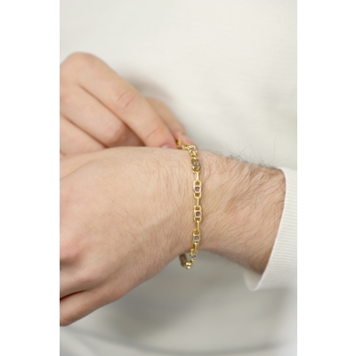 Bracciale in oro giallo e oro bianco 18k alternato