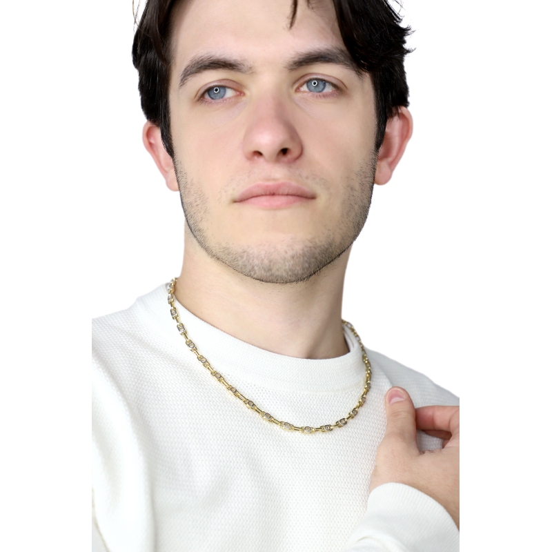 Catena in oro bianco e oro giallo 18k alternato 