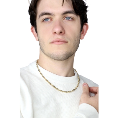 Catena in oro bianco e oro giallo 18k alternato 