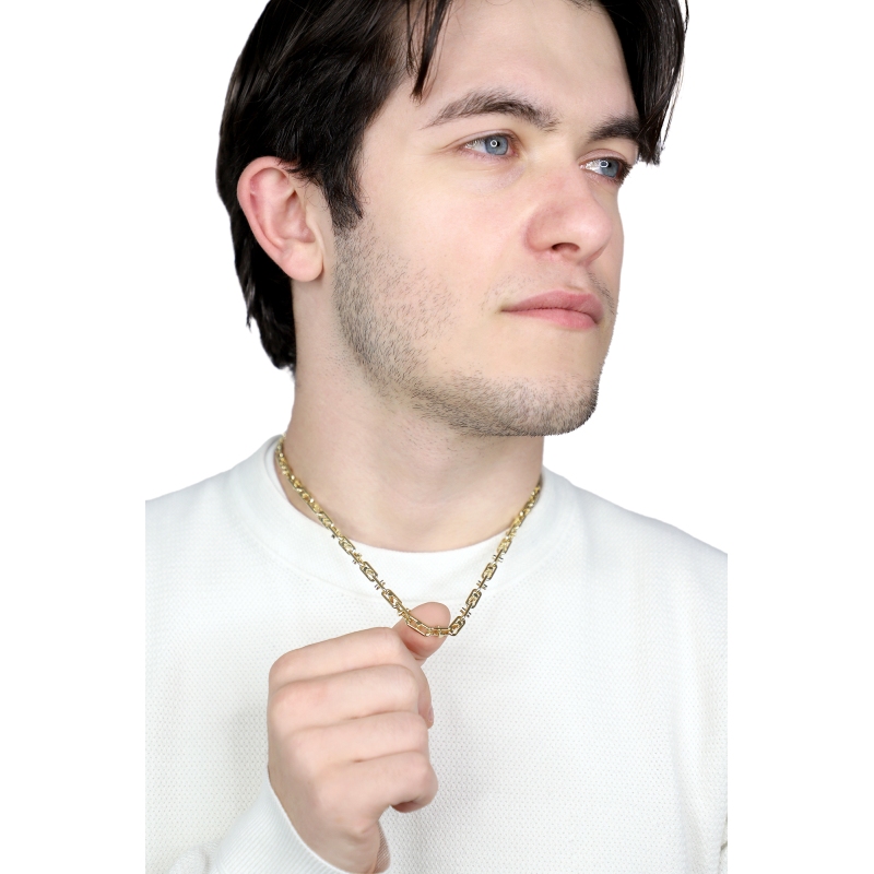 Catena con design geometrico in oro giallo 18k