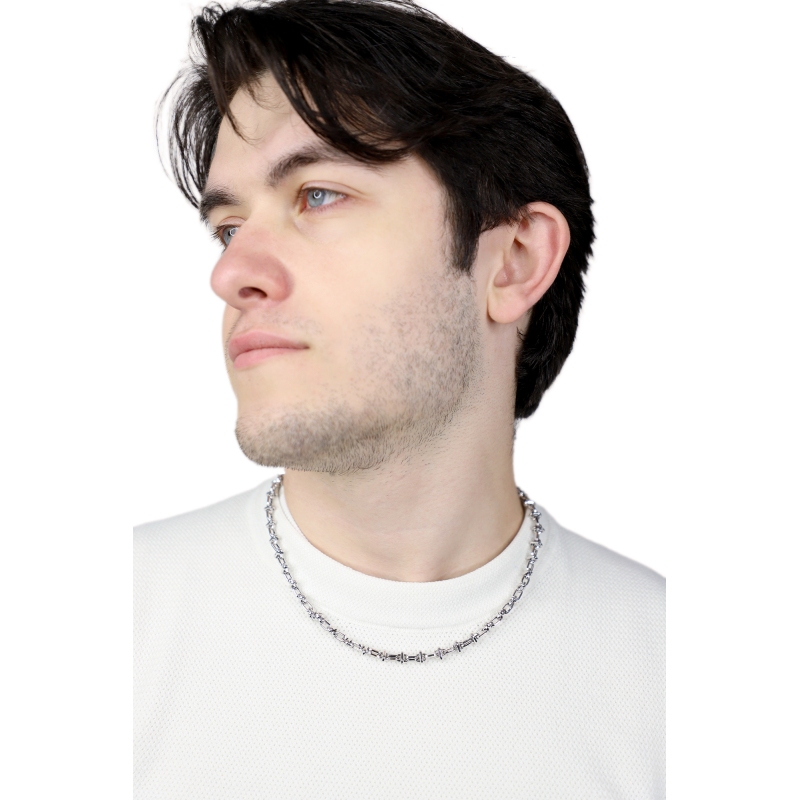 Catena uomo in oro bianco 18k con design fantasia