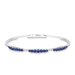 Bracciale in oro bianco 18k con zaffiri blu a scalare e diamanti