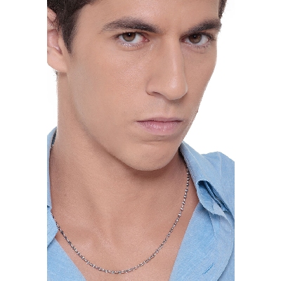 Catena uomo in oro bianco 18k, cm 50