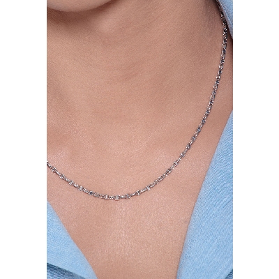 Catena uomo in oro bianco 18k, cm 50