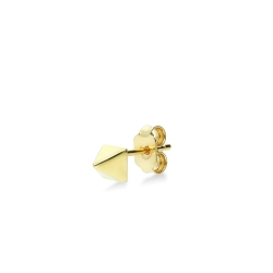 Mono orecchino in oro giallo 18k con design a piramide