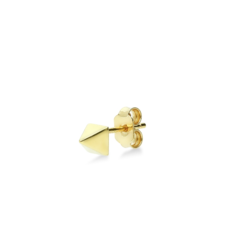 Mono orecchino in oro giallo 18k con design a piramide
