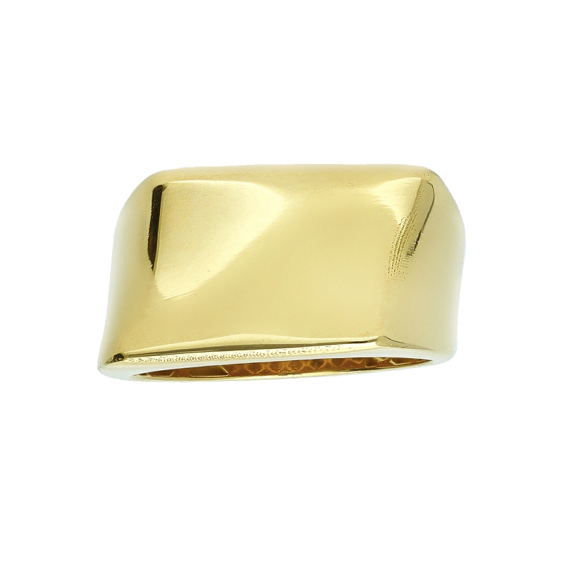 Anello a fascia rettangolare in oro giallo 18k
