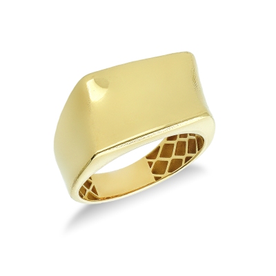Anello a fascia rettangolare in oro giallo 18k