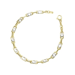 Bracciale in oro giallo e oro bianco 18k alternato