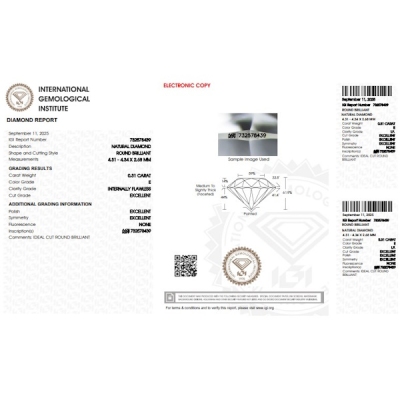 Diamante Certificato IGI   CT 0,31   E  I.F.