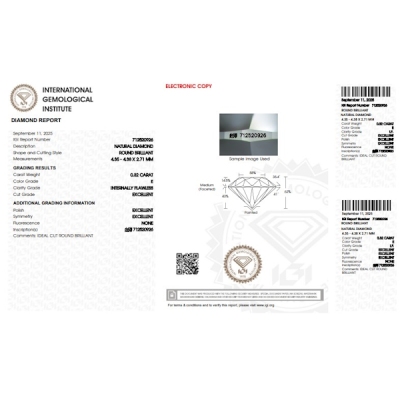 Diamante Certificato IGI   CT 0,32   E   I.F.