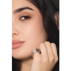 Anello da mignolo oro bianco 750 con pavé diamanti neri 2