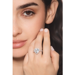 White gold 18k halo ring with aquamarine heart cut and diamonds  2