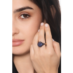 Rosé gold 18k pinky ring with blue sapphires pavé 2