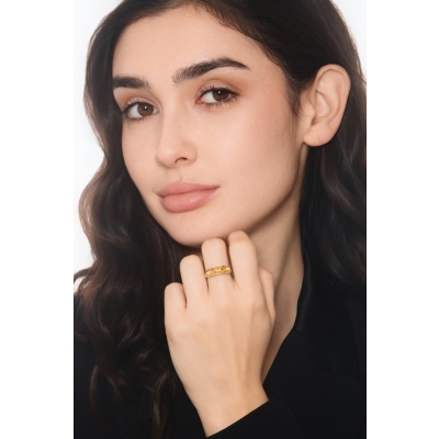 Anello in oro bianco 18k con diamante e 5 citrini