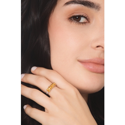 Anello in oro bianco 18k con diamante e 5 citrini