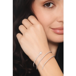 Bracciale a molla con un diamante a goccia e brillanti in oro bianco 750 2
