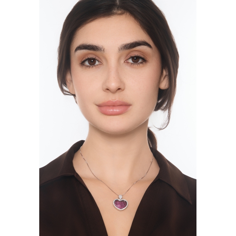 Heart pendant with rubies and diamonds