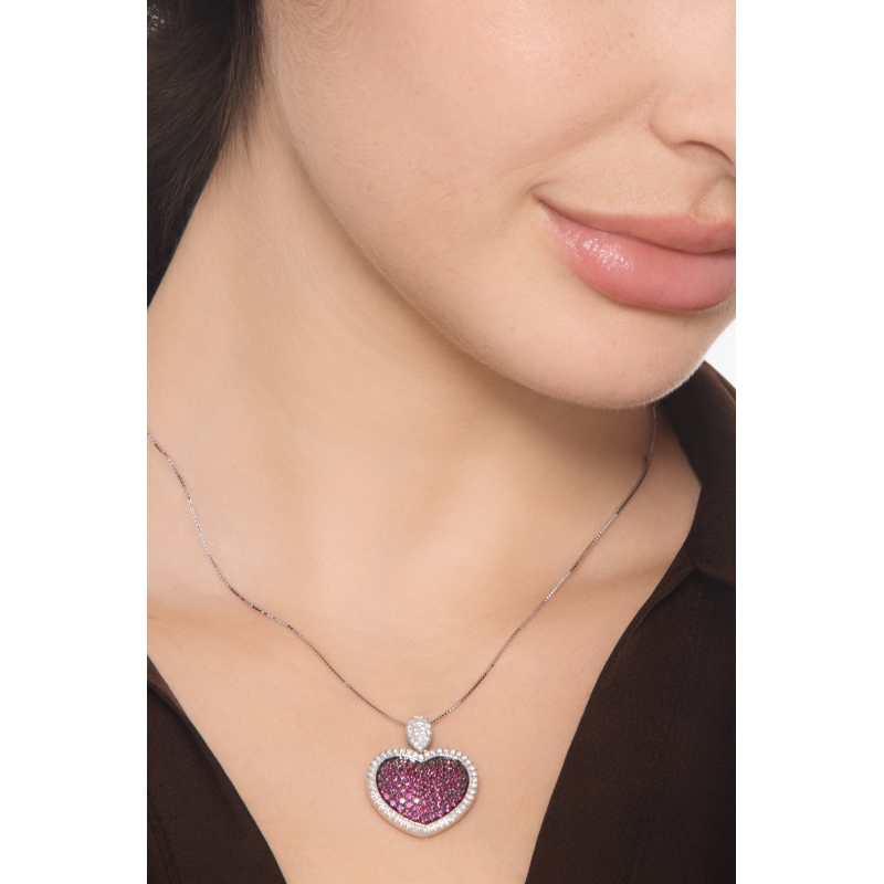 Heart pendant with rubies and diamonds