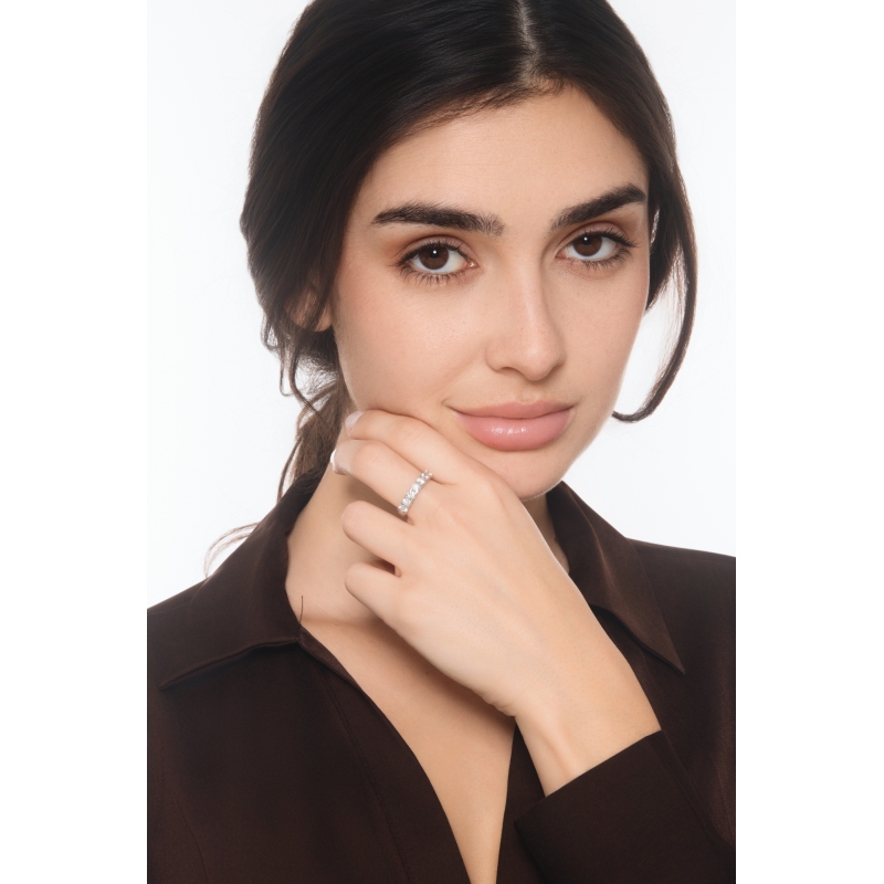 White gold 18k 7 diamonds half eternity ring 1ct 