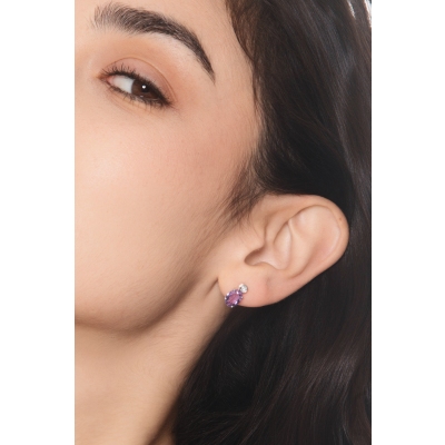 Orecchini ametista e diamanti in oro bianco 18k