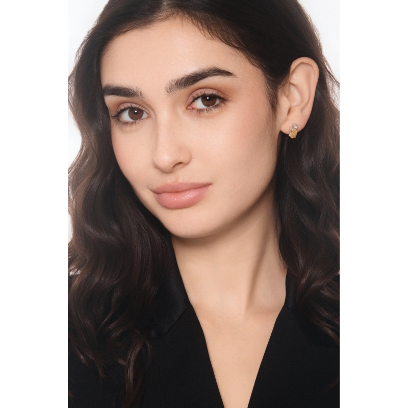 Orecchini in oro bianco 18k con citrino ovale e diamante