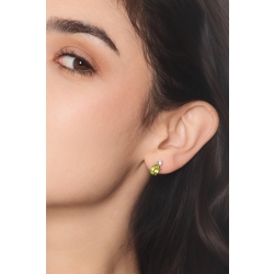 Orecchini oro bianco 18k con peridoto e diamante 2