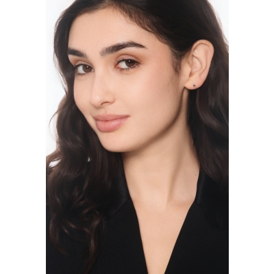 Mono orecchino diamante nero in oro bianco 18k