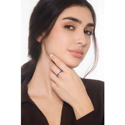 White gold 18k eternity ring with blue sapphires 