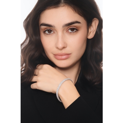 Bracciale tennis con diamanti in oro bianco 750