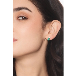 ORECCHINI CON SMERALDO OVALE MM7X5 E CASTONE CON BRILLANTE(PA2CO-2) 2
