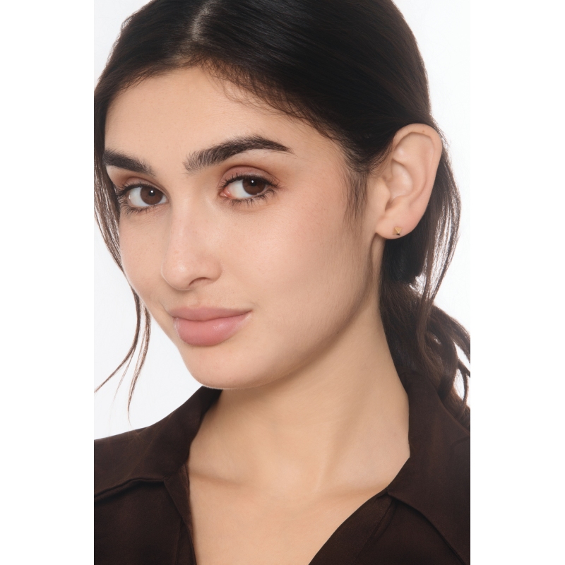 Mono orecchino in oro giallo 18k con design a piramide