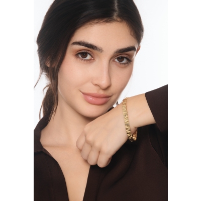 Bracciale in oro giallo 18k ondulato a specchio lucido