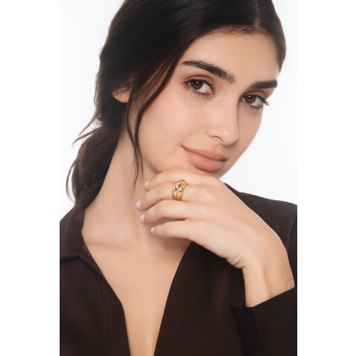 Anello fascia ad intreccio in oro giallo 18k