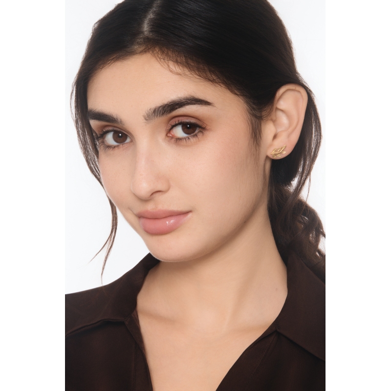 Orecchini foglia in oro giallo 750 lucidi e satinati