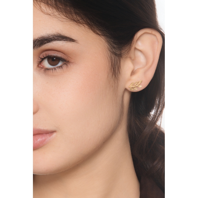 Orecchini foglia in oro giallo 750 lucidi e satinati