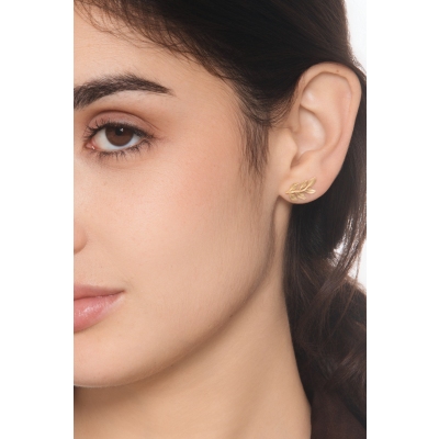 Orecchini foglia in oro giallo 750 lucidi e satinati