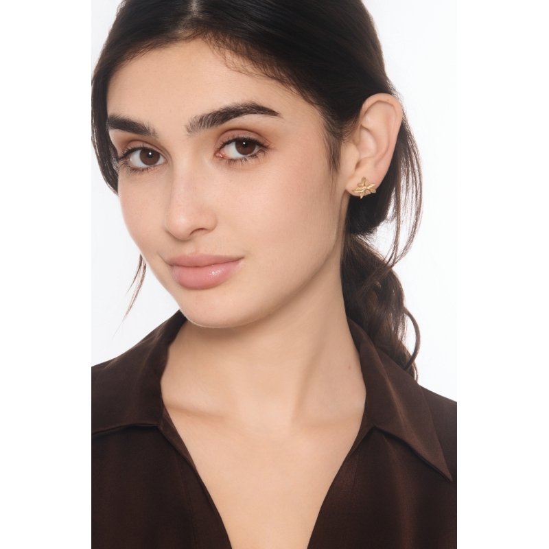 Orecchini foglia satinati e lucidi oro giallo 750