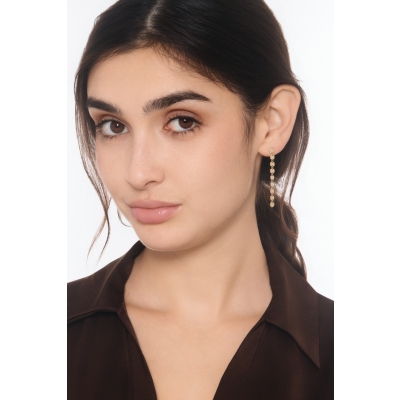 Orecchini pendenti con esagoni lucidi in oro giallo 750