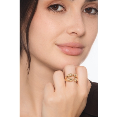 Anello aperto chunky doppia goccia in oro giallo 18k