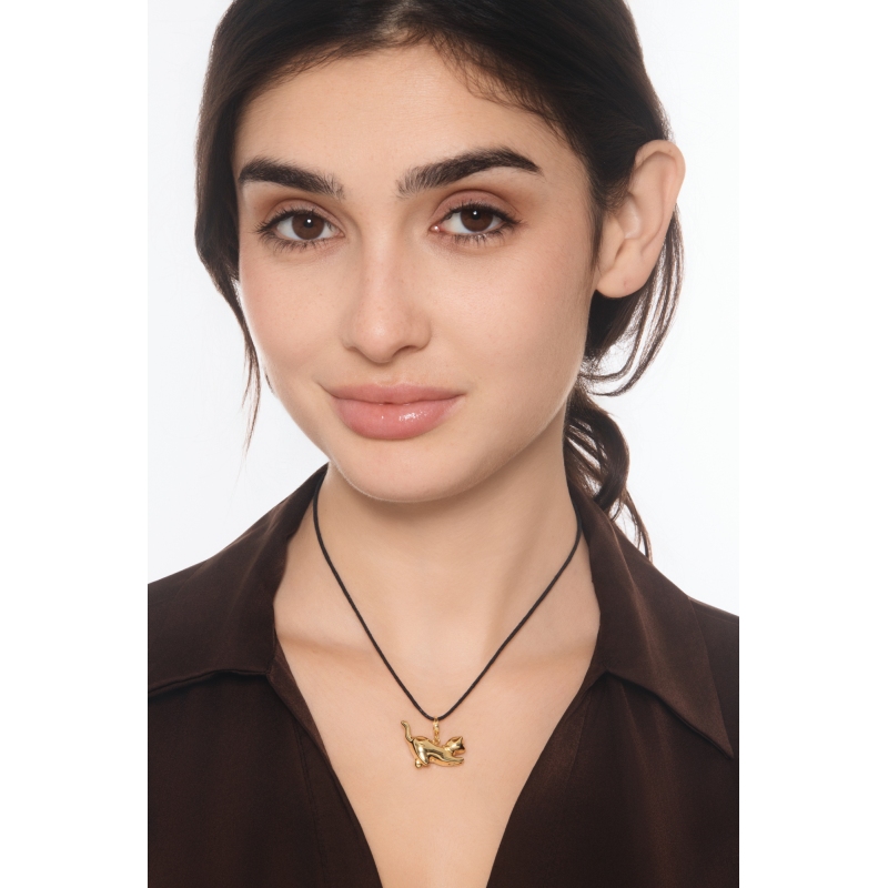 Ciondolo gatto in oro giallo 18k