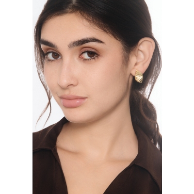 Orecchini moderni ondulati in oro giallo 18k