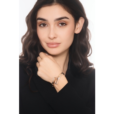 Bracciale semirigido a molla in oro rosa 750 e diamanti